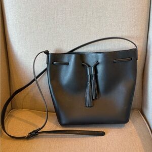 J Crew Elegant New Black Leather Bucket Bag with tags